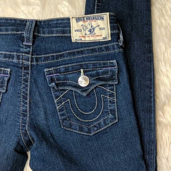 True Religion Single End Denim Purple Stitch Jeans - Picture 2 of 7